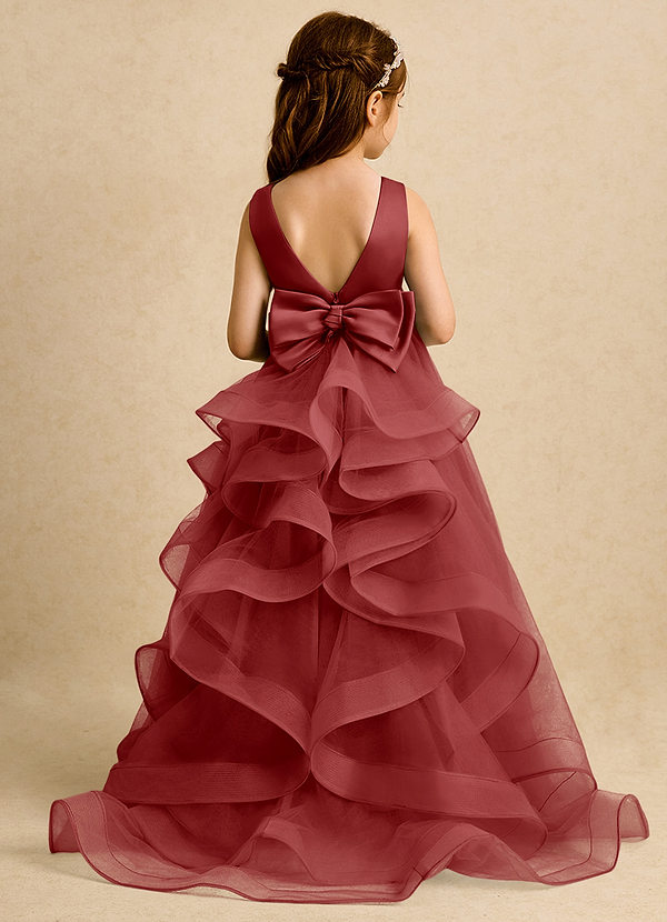 Azazie Lior Flower Girl Dresses Rust Ball-Gown Pleated Tulle Dress image1