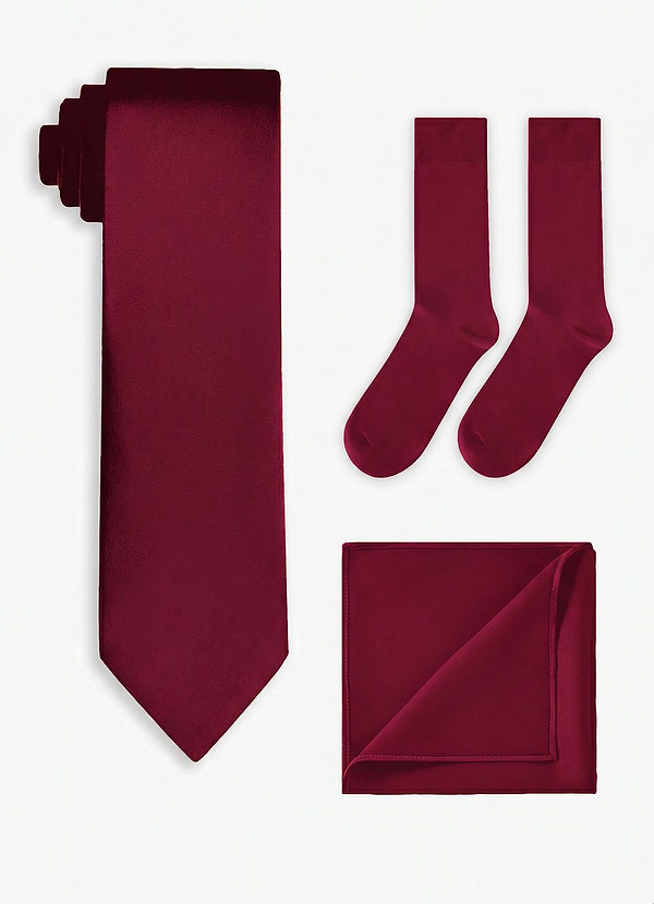 front Matching Stretch Satin Wide Tie & Pocket Square & Socks Set
