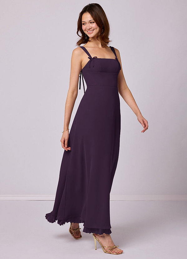 Barbie ♥ Azazie Brudtärneklänningar Klänning av A-Linje i Chiffong Plisserad Plommon image1