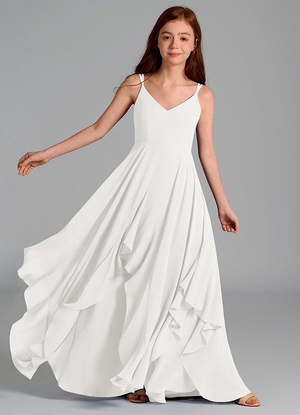 Azazie Karan Junior White A-Line Chiffon Dress image1