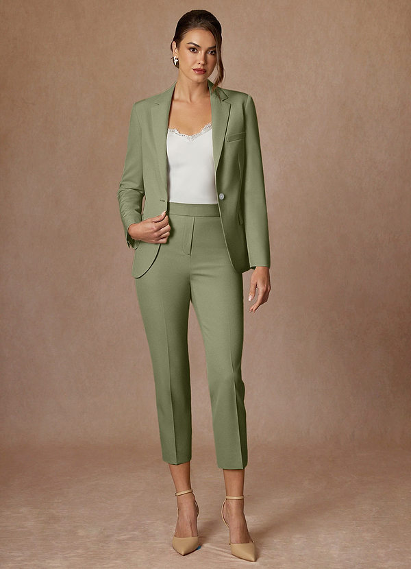 front Kennedy Pistachio Structured Stretch Pants Suit