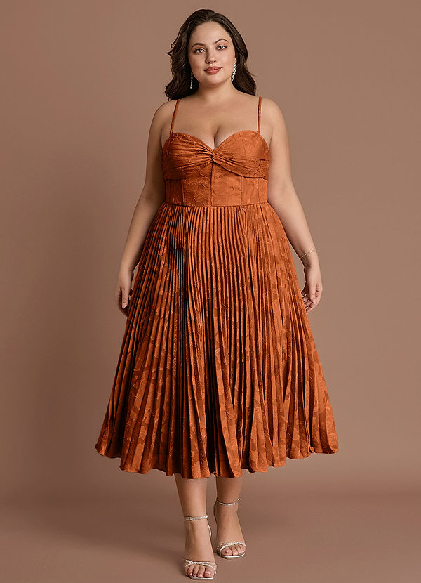 Annie Rust Pleated Midi Dress image1