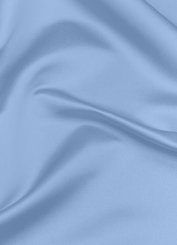 front Azazie Steel Blue Matte Satin Fabric By the Yard
