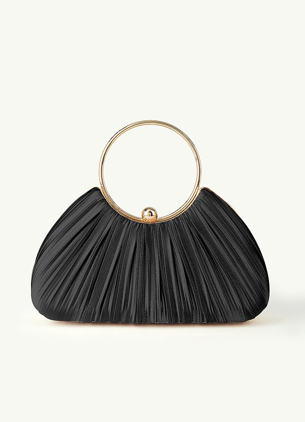 front Borsa a mano plissettata in raso metallizzato in tinta