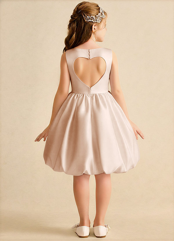 Azazie Nirvana Blumenkinder Kleider Ballkleid Gestreift Matte Satin Kleid Englisches Rosa image1