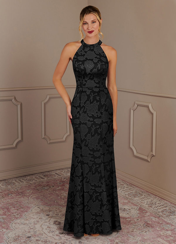 Azazie Tyra Vestidos de Madre de la Novia Vestido de Negro de Devorado Floral de Sirena image1
