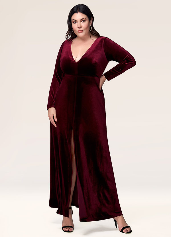 burgundy velvet maxi dress