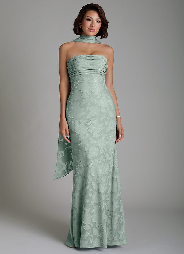 Azazie Saylor Vestidos de dama de honor Vestido Agave de Devorado Floral de Corte Sirena Convertible con Palabra de honor image1