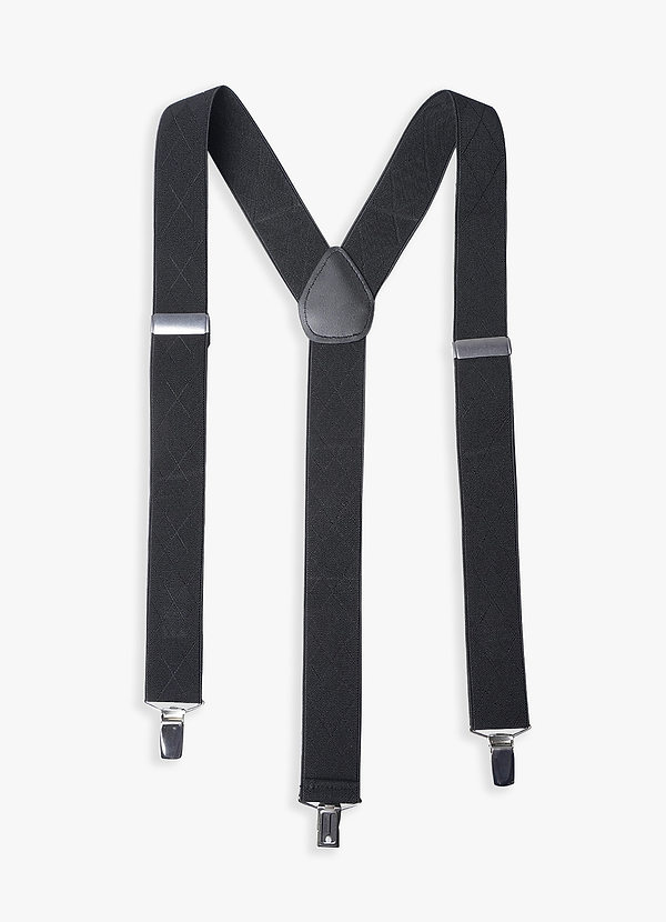 front Plaid Three-Clip Suspenders