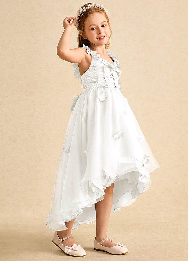 Azazie Tweety Blumenkinder Kleider A-Linie Spitze Tüll Kleid Elfenbein image1