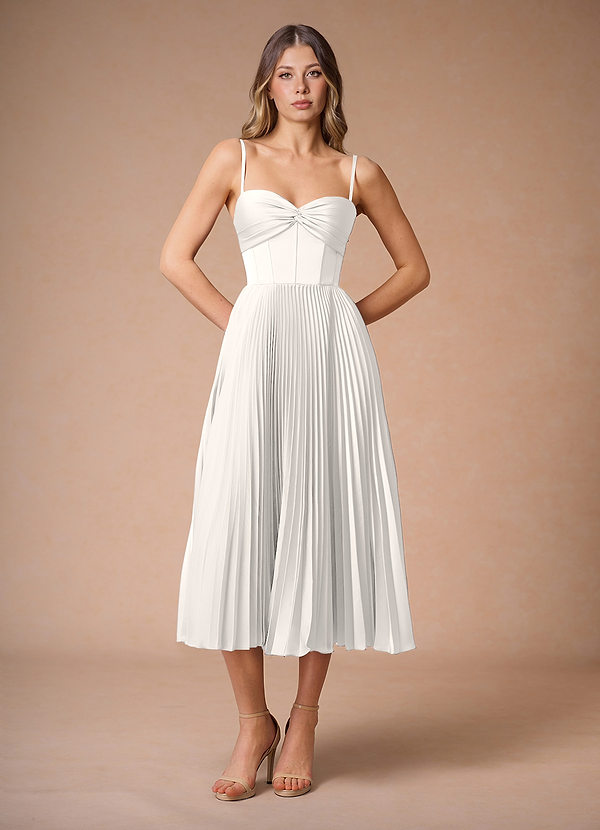 Léna White Pleated Midi Dress image1