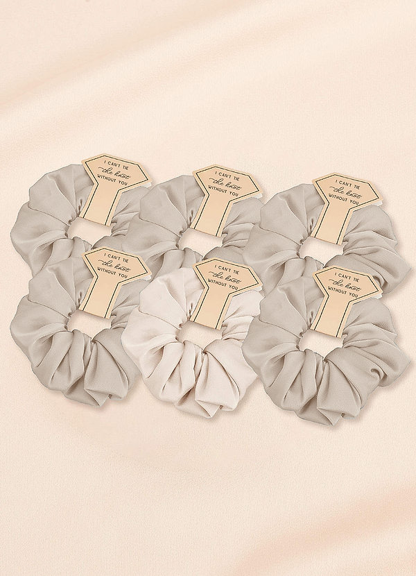 front Bijpassende Kleur Zesdelige Gemengde Kleur Bruidsmeisje Stretch Satijn Over Maat Scrunchie Set