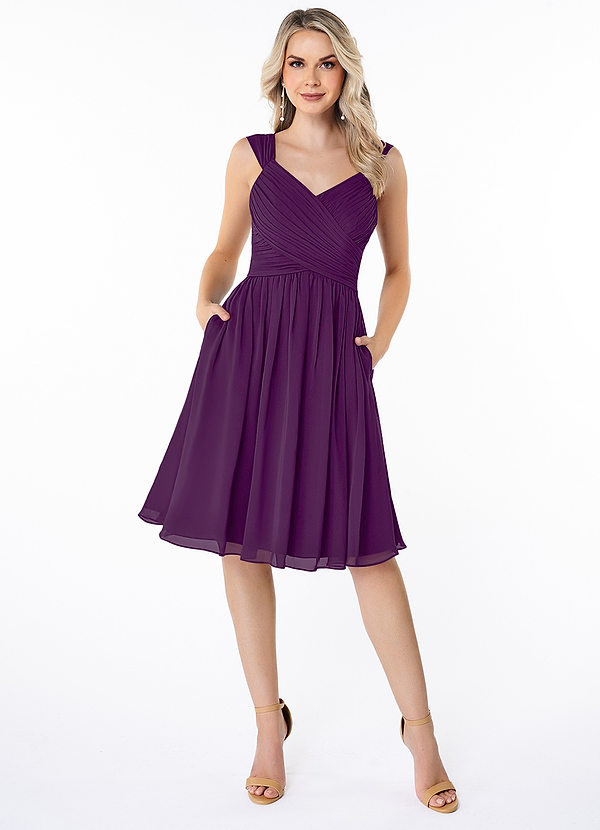 Azazie Angie Bridesmaid Dresses Grape A-Line Corset Chiffon Dress image1