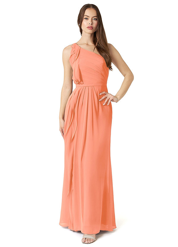 Azazie Sharon Bruidsmeisjes Jurken Jurk van Chiffon met A-Lijn One-Shoulder Zonsondergang image1