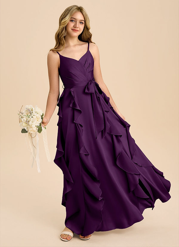 Azazie Peyton Junior Klä av A-Line i Stretch Satin Plisserad image1