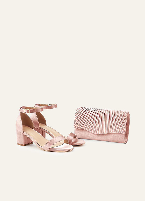 front Matching Color Metallic Satin Sandals Envelope Clutch Set