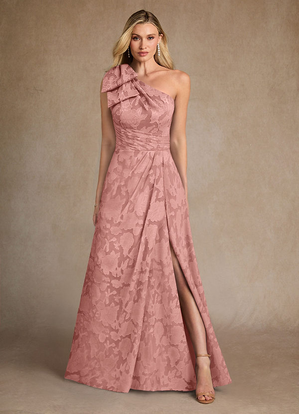 Azazie Easton Moeder van de Bruid Jurken Baljurk Jurk van Bloemen Burn-out One-Shoulder Rozet image1