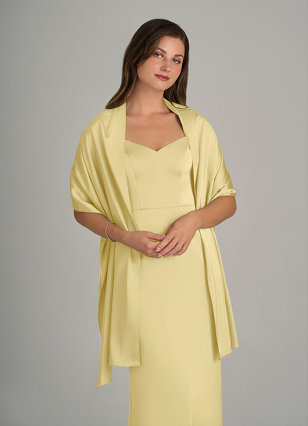 front Azazie Matching Color Ireland Stretch Satin Shawl