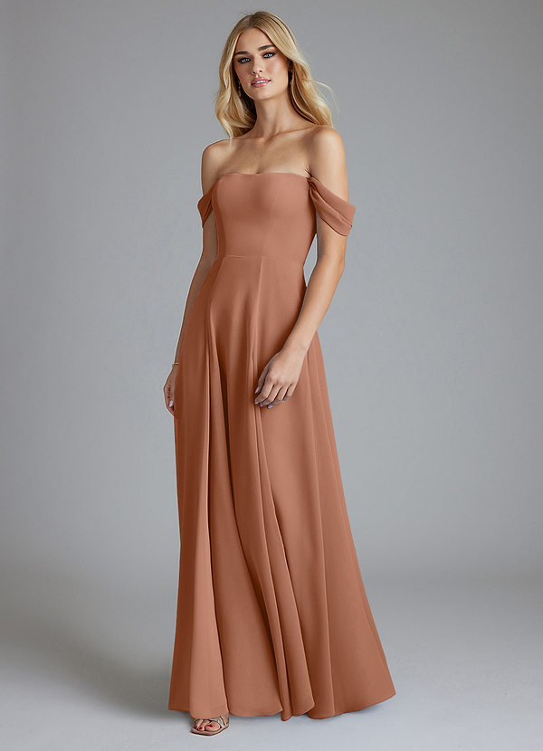 Azazie Seriana Suknie dla druhen Linia A Zza ramienia Szyfon Do ziemi Sukienka image1