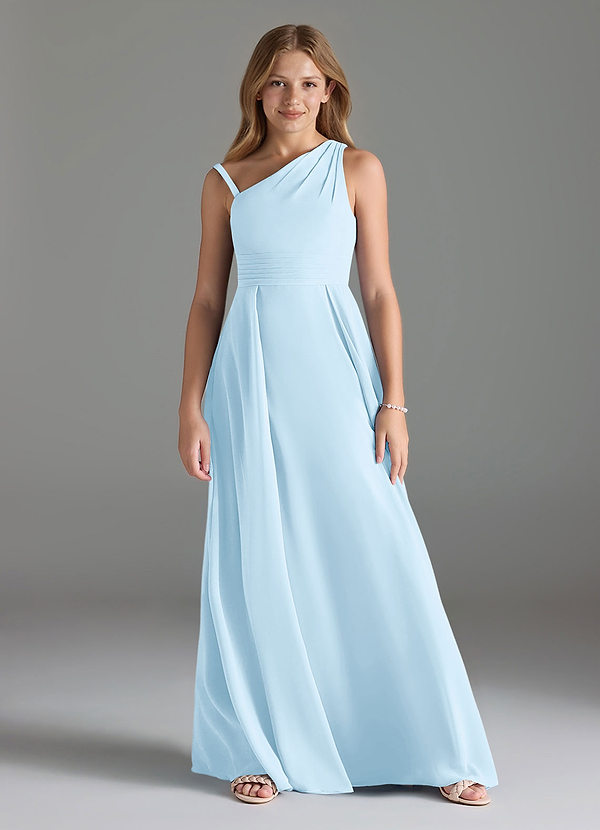 Azazie Dallas Junior Sky Blue A-Line Pleated Chiffon Dress image1