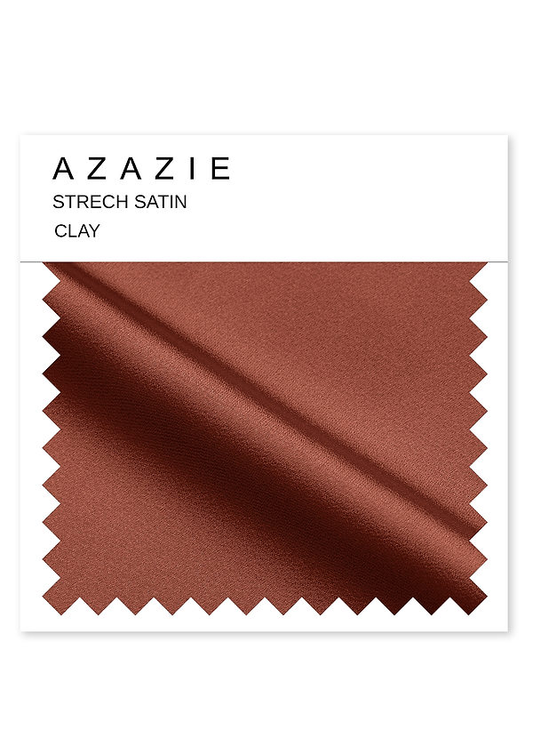 front Échantillon de satin extensible Azazie Argile
