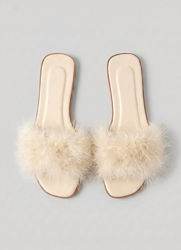BRIDAL FEATHER SLIPPERS FOR GETTING READY - Robes
