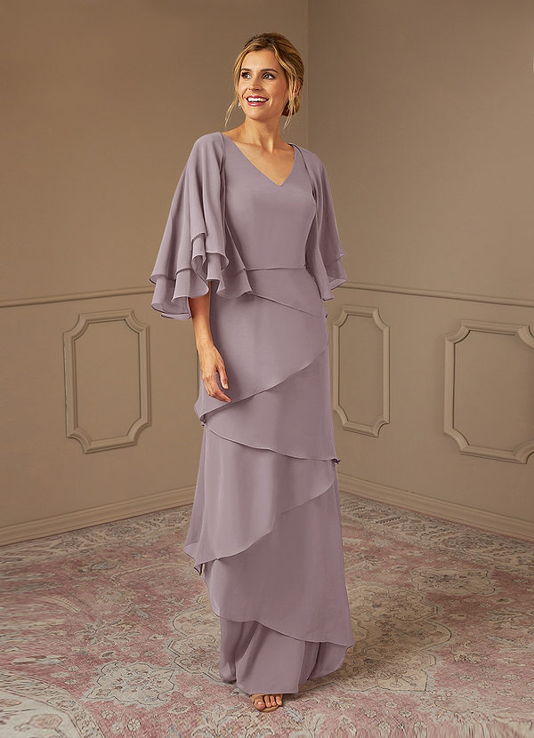 Azazie OHara Mother of the Brides Dresses Dusk A-Line V-Neck Chiffon Dress image1
