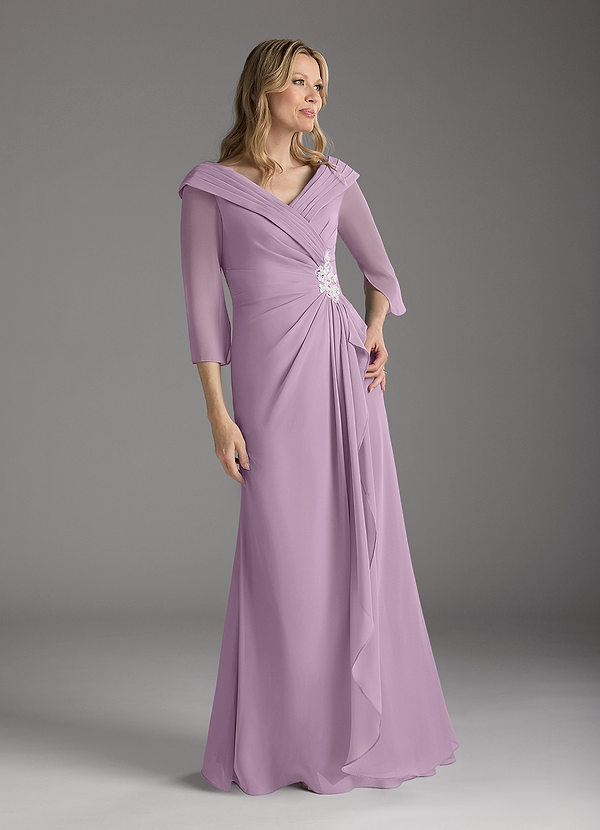 Azazie Jaycee Brautmutterkleider A-Linie Chiffon Kleid Blauregen image1
