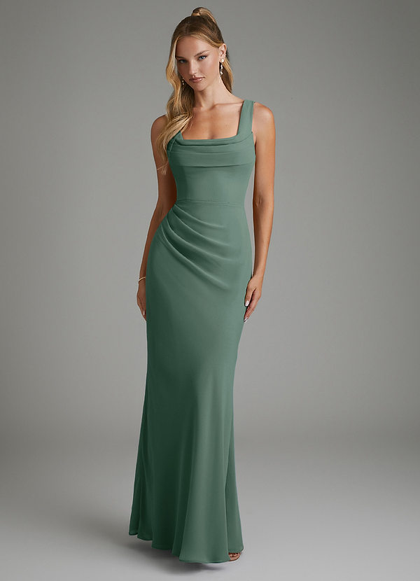 Azazie Asa Bridesmaid Dresses Sea Moss Sheath Corset Chiffon Dress image1