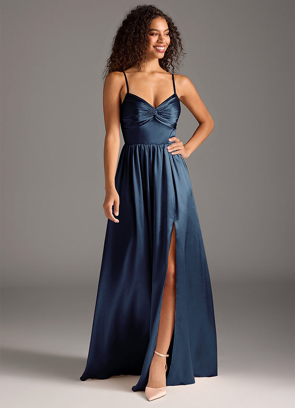 Zeya A-Line Pleated Metallic Satin Dress