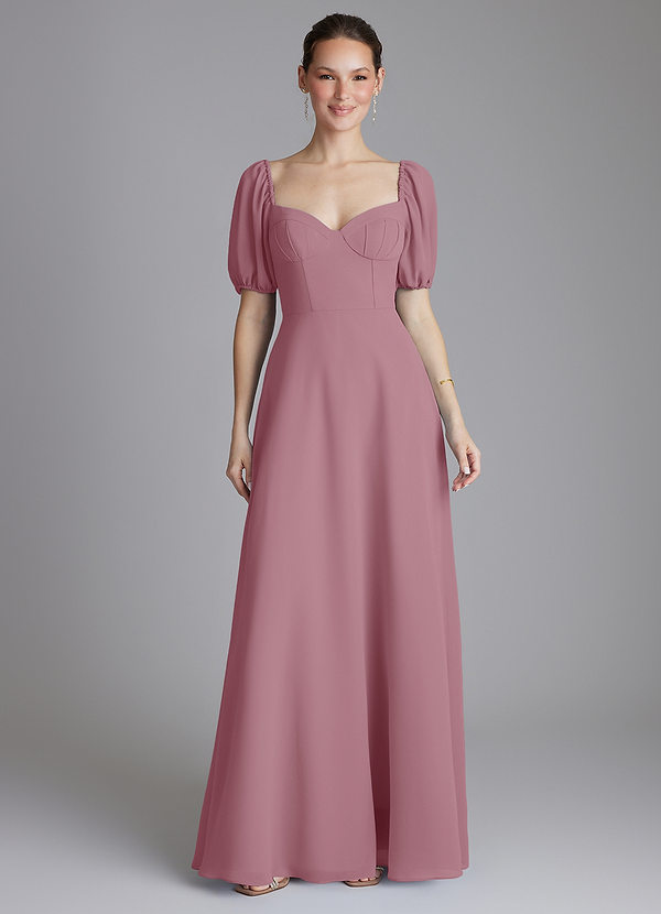 Azazie Fatima Bridesmaid Dresses Vintage Mauve A-Line with Pockets Chiffon Dress image1
