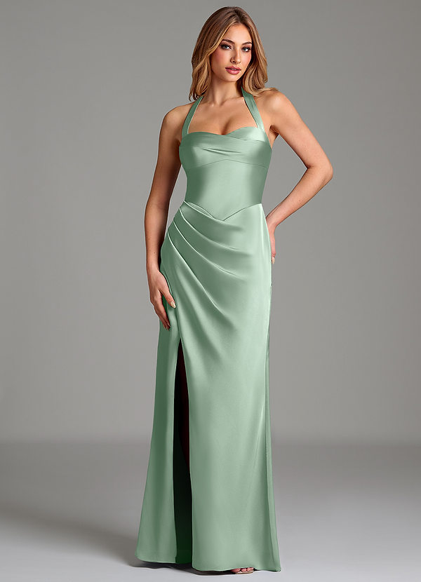 Azazie Serenity Bridesmaid Dresses Agave Mermaid Sweetheart Neckline Stretch Satin Dress image1