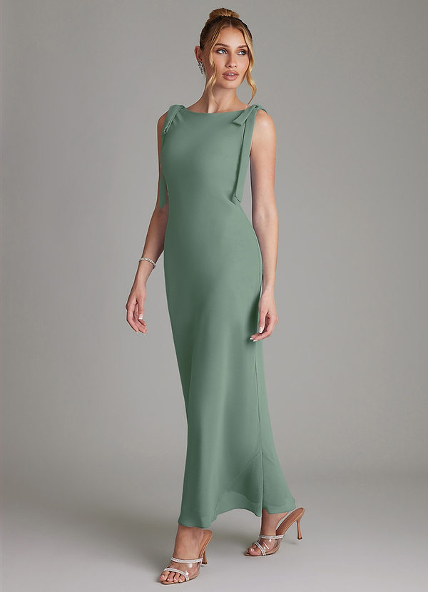 Azazie Luddie Abiti da Damigella Abito Sirena in Chiffon Fiocco Eucalipto image1