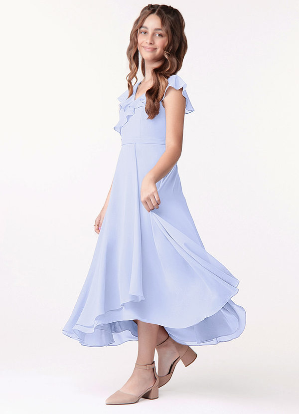 Azazie Posie Junior A-Linie Gestreift Chiffon Kleid Lavendel image1