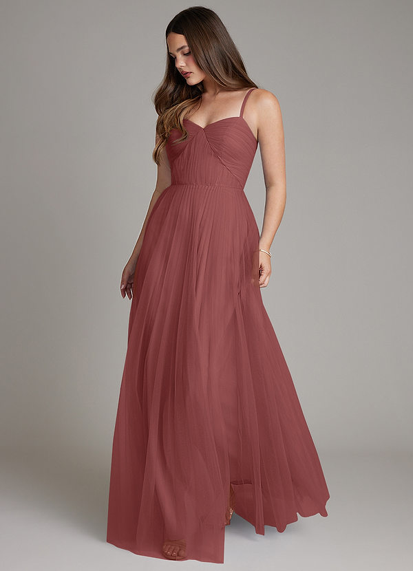Azazie Teagan Bridesmaid Dresses Amethyst A-Line Sweetheart Neckline Tulle Dress image1