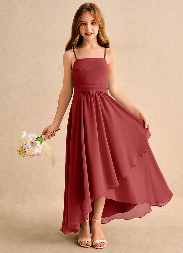 Azazie Twilight Dance Girls Formal Flower Girl Dresses Rust A-Line Pleated Chiffon Dress image1