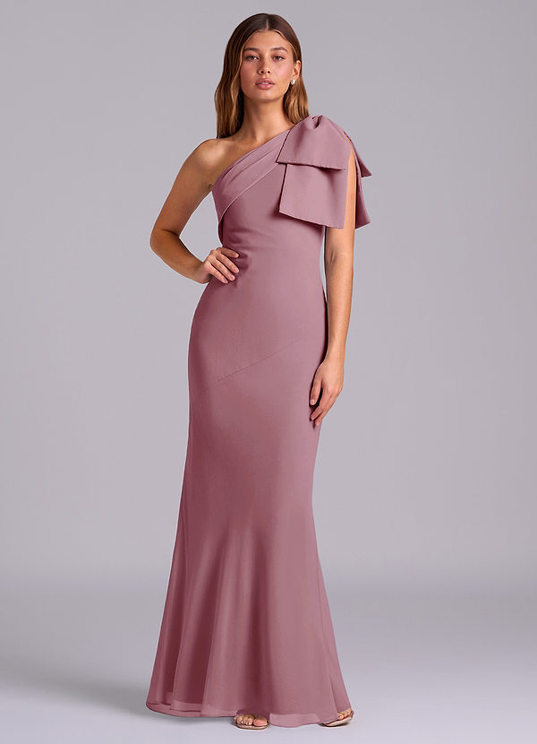 Azazie Yuanna Bridesmaid Dresses Vintage Mauve Mermaid One Shoulder Chiffon Dress image1