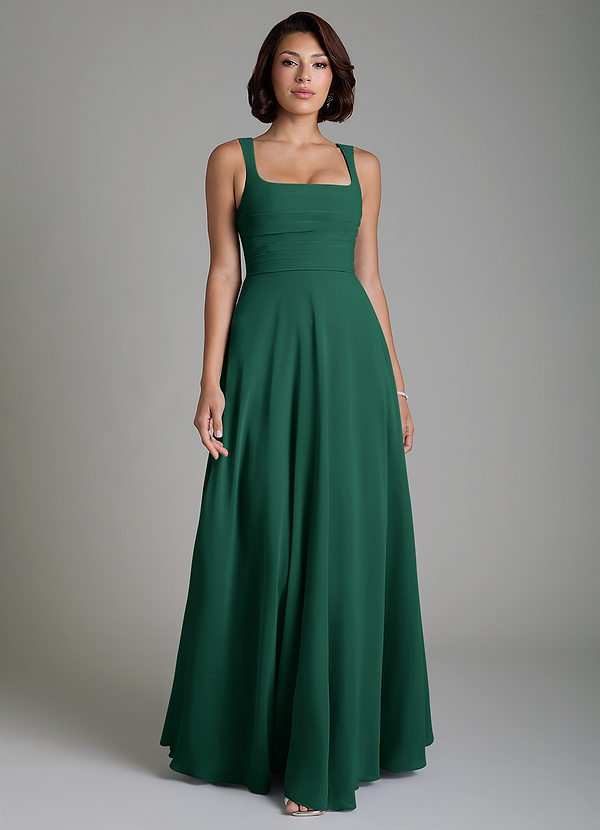 Azazie Azaria Bridesmaid Dresses Emerald A-Line Corset Chiffon Dress image1