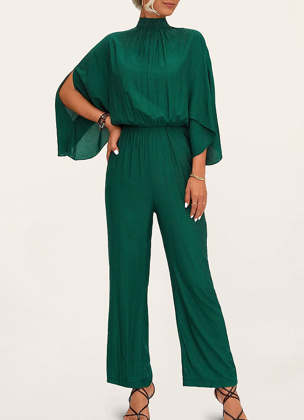 front Love Like That Dark Emerald High Neck Jumpsuit