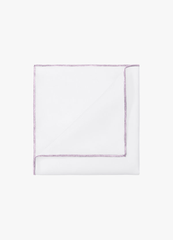 front Weißes, mattes Satin-Einstecktuch mit farbigem Rand
