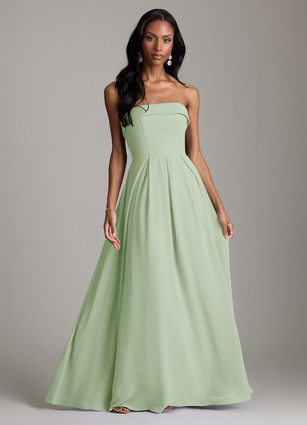 Azazie Lucienne Bridesmaid Dresses Dusty Sage A-Line Strapless Chiffon Convertible Dress image1