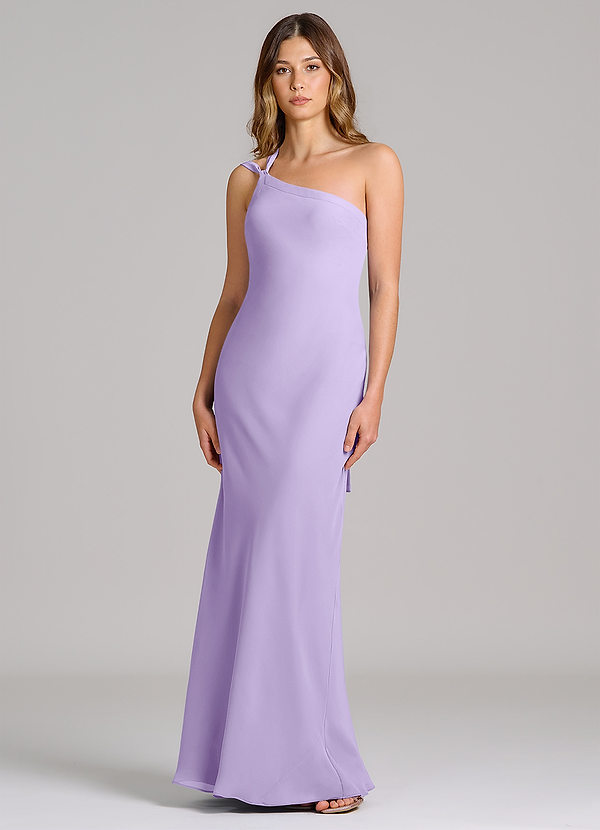 Azazie Monroe Bridesmaid Dresses Lilac Sheath One Shoulder Chiffon Dress image1
