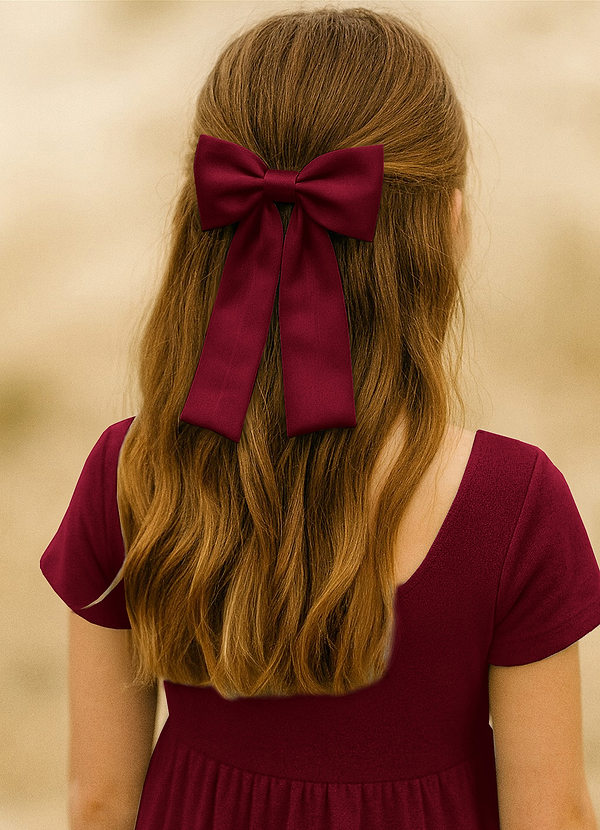 front Conjunto de presilhas de cabelo com laço de cetim para meninas