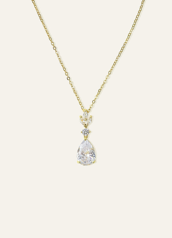 front Pear Cut CZ Pendant Necklace