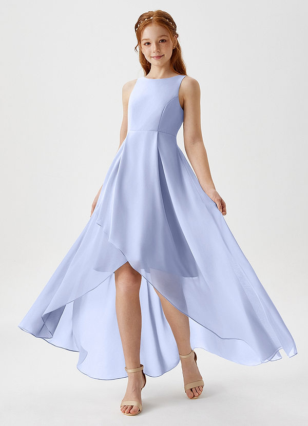 Azazie Lizette Junior Abito A-Line in Chiffon Plissettato Ghiaccio image1