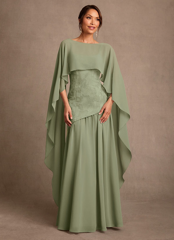 Azazie Flossie Suknie dla Matki Panny Młodej Linia A Pofałdowany Szyfon Długość podłogi Sukienka image1