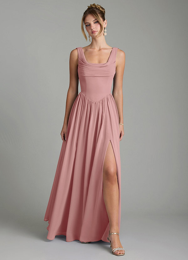 Novi Bridesmaid Dresses Dusty Rose A-Line Pleated Chiffon Dress image1