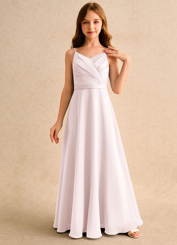 Azazie Umina Girls Formal Abiti da Damigella Bambina Abito A-Line in Raso Opaco Plissettato Rosa Rossore image1