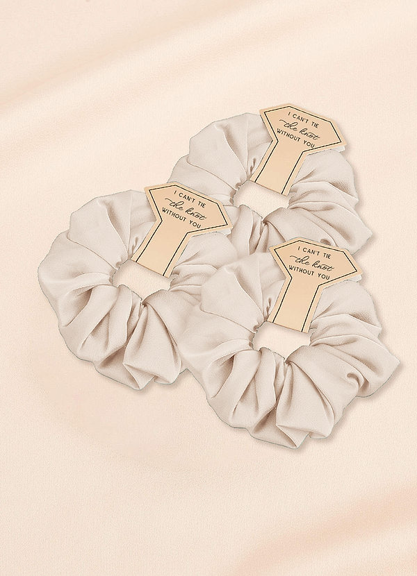 front Matching Color Three-Piece Bridesmaid Stretch Satin Over Size Scrunchie Set