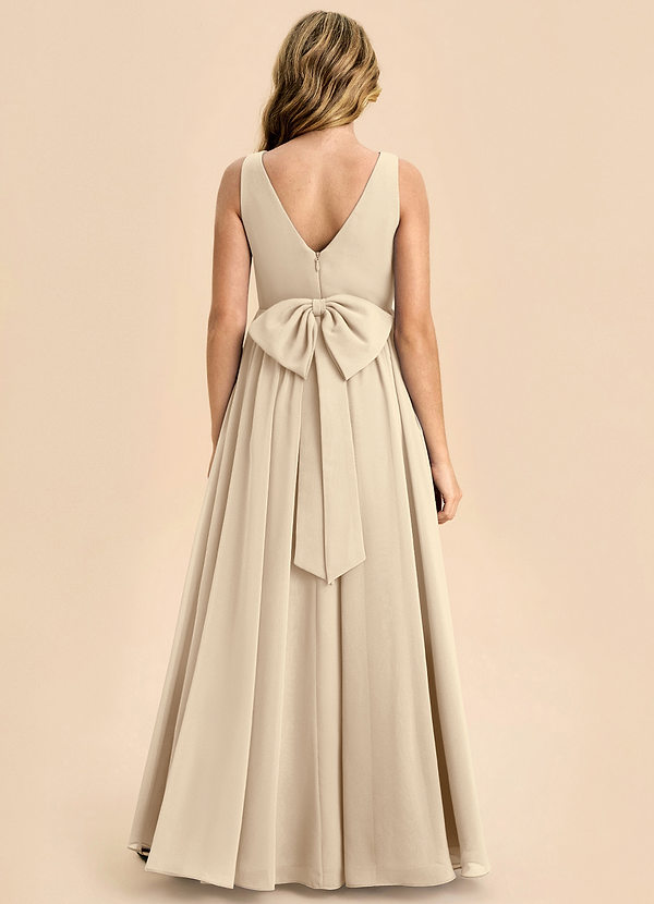 Azazie Hathaway Junior Klä av A-Line i Chiffong Rosett image1